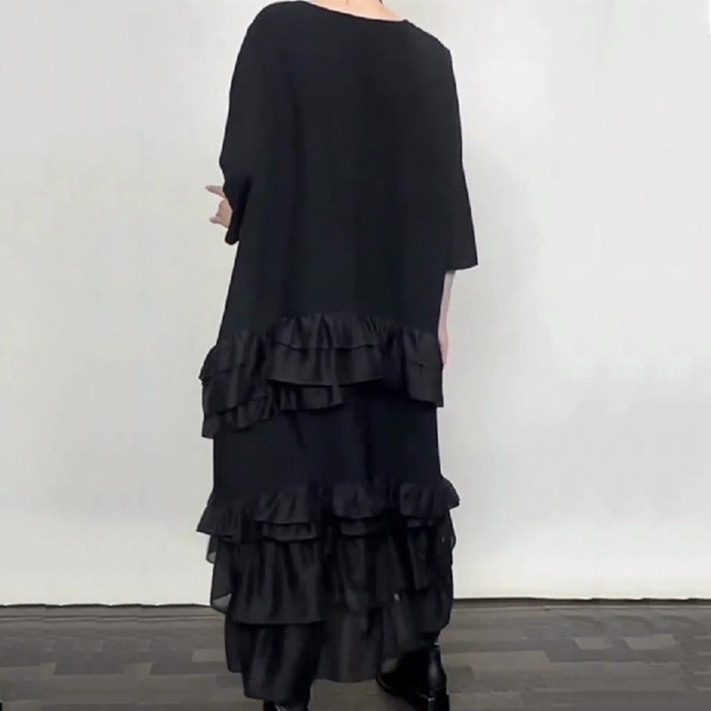 🔥Ofertă specială pentru noile sosiri - Rochie fluidă, supradimensionată, cu volane și straturi-6
