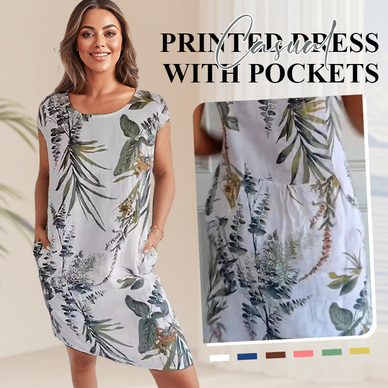 👗 Ofertă de Vară 🌸 Rochie Casual cu Imprimat și Buzunare-1