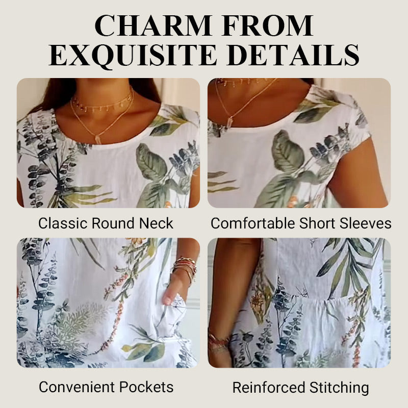 👗 Ofertă de Vară 🌸 Rochie Casual cu Imprimat și Buzunare-4