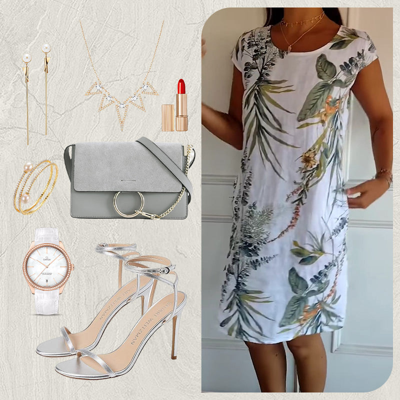 👗 Ofertă de Vară 🌸 Rochie Casual cu Imprimat și Buzunare-6