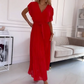 🌸Oferte speciale de primăvară🌸 Rochie fluidă plisată, cu guler în V, pentru femei-3