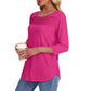 😻👕Tricou casual pentru femei, cu mâneci 3/4 și detalii plisate🌿-4