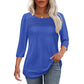 😻👕Tricou casual pentru femei, cu mâneci 3/4 și detalii plisate🌿-10