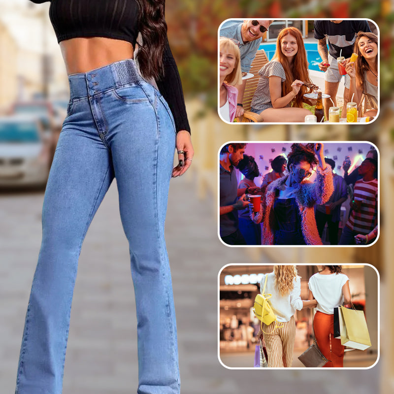 🎁Noutăți 2026 50% REDUCERE👖Blugi evazați elastici cu talie înaltă-8