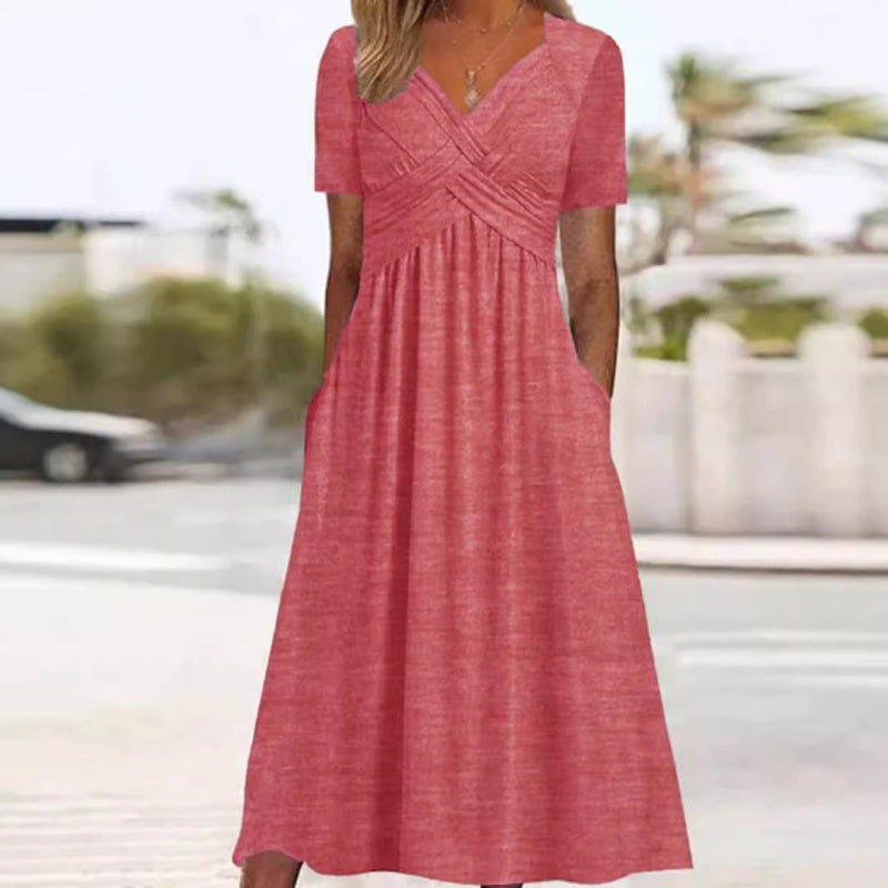 💖Rochie cu mânecă scurtă și decolteu în V-12