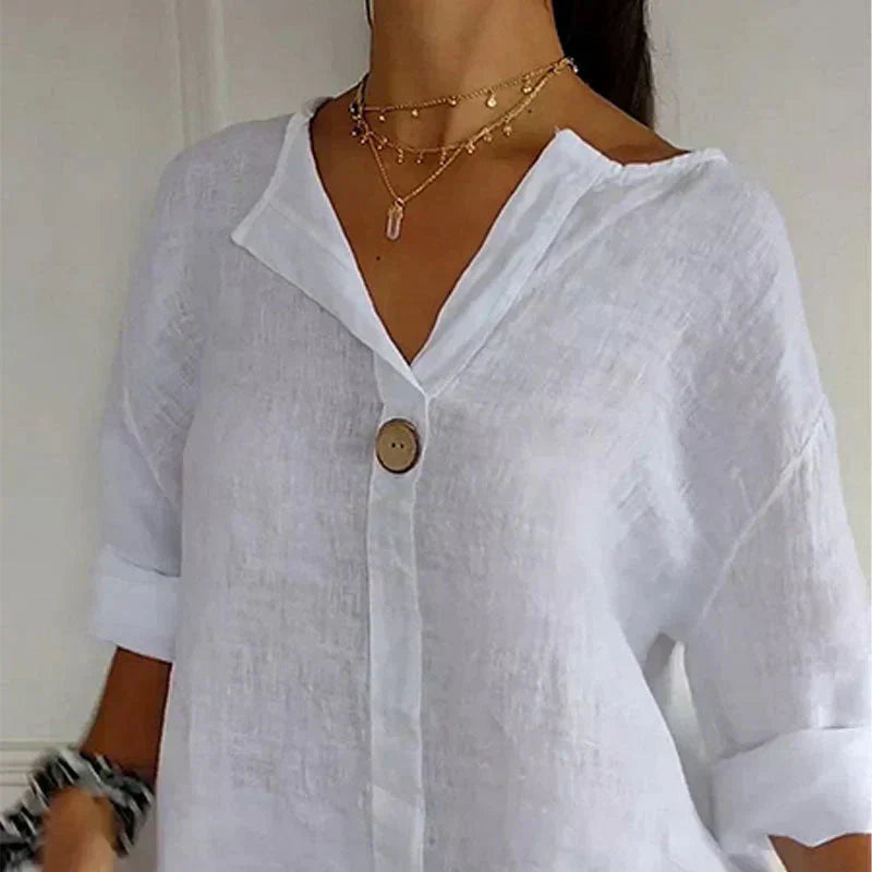 🎉Oferta specială pentru clienții noi și vechi🎁 50% reducere👕⭐ Top confortabil pentru femei, din in/ bumbac, cu decolteu bombat🍃💥-3