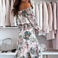 💖Set din două piese: top cu imprimeu floral și umeri descoperiți și 💖 fustă maxi-2