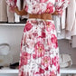 💖Set din două piese: top cu imprimeu floral și umeri descoperiți și 💖 fustă maxi-4
