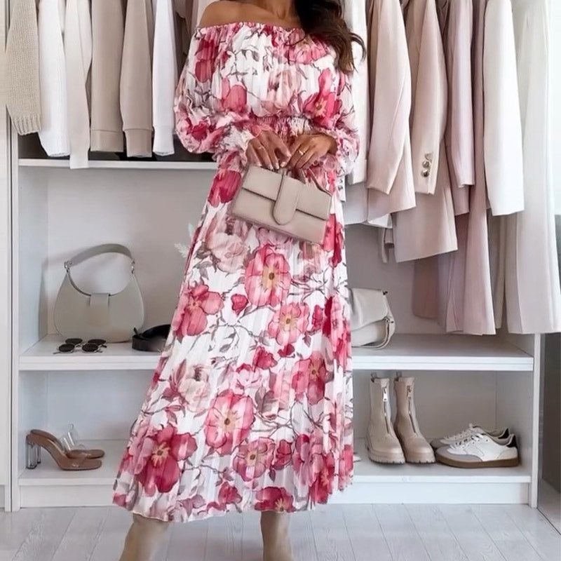 💖Set din două piese: top cu imprimeu floral și umeri descoperiți și 💖 fustă maxi-7