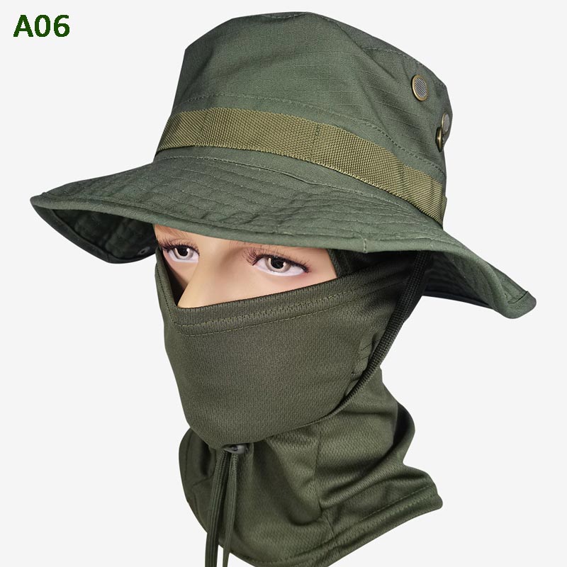 🔥Pălărie de pescuit și mască de camuflaj 2 în 1, cu bandă pentru gât💥-5