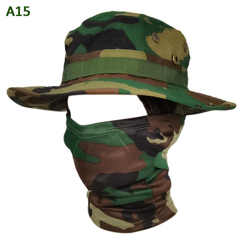 🔥Pălărie de pescuit și mască de camuflaj 2 în 1, cu bandă pentru gât💥-4