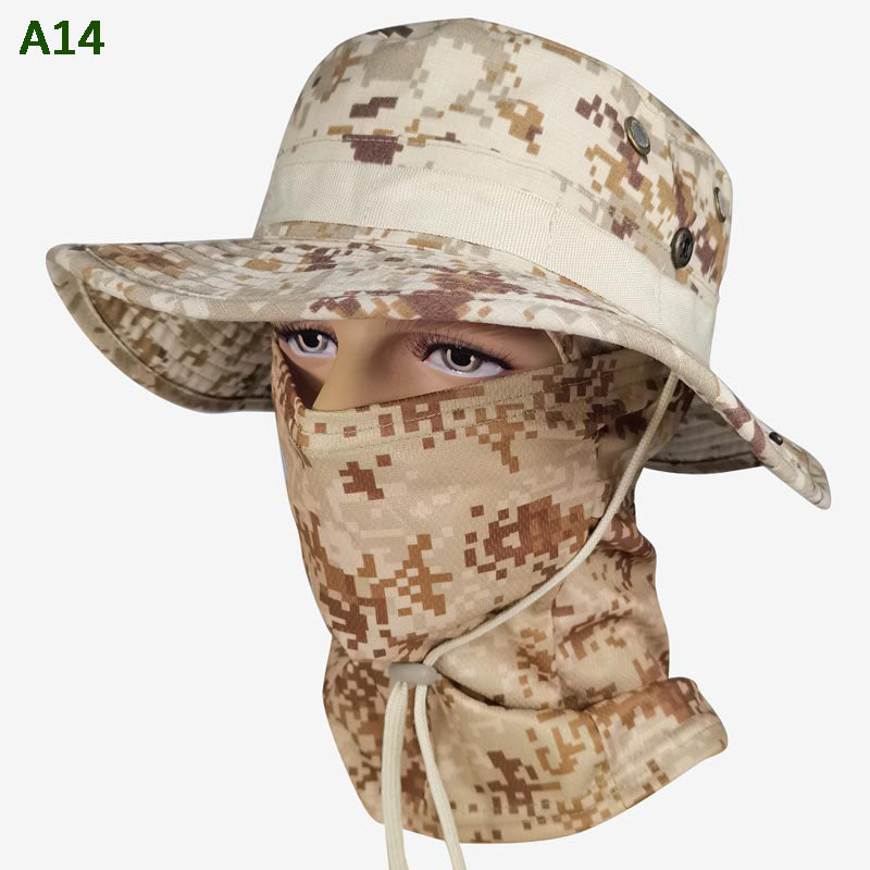 🔥Pălărie de pescuit și mască de camuflaj 2 în 1, cu bandă pentru gât💥-12