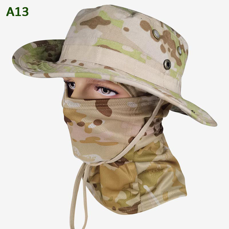 🔥Pălărie de pescuit și mască de camuflaj 2 în 1, cu bandă pentru gât💥-14