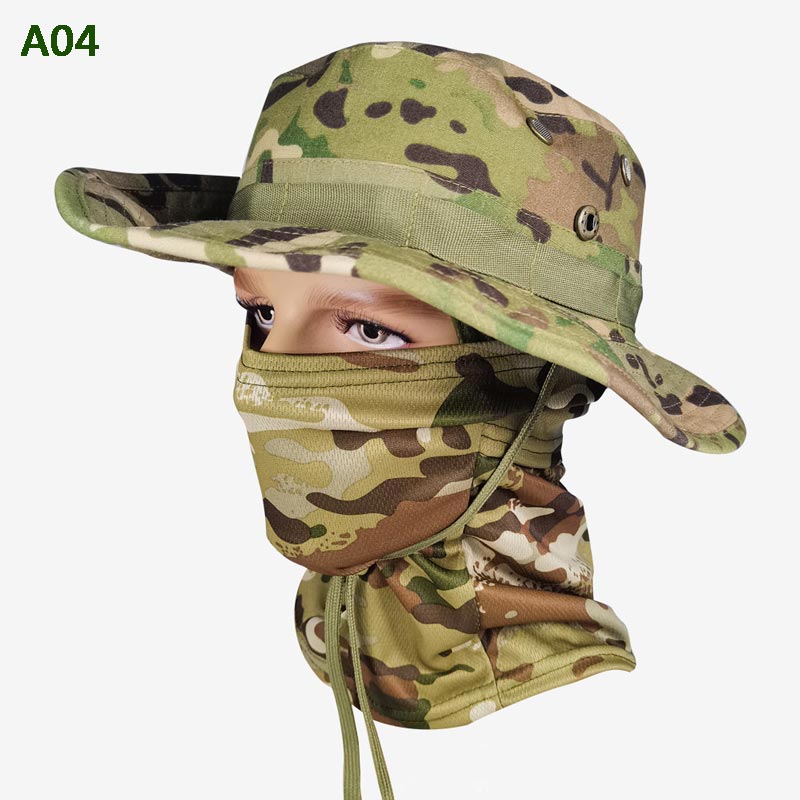 🔥Pălărie de pescuit și mască de camuflaj 2 în 1, cu bandă pentru gât💥-15