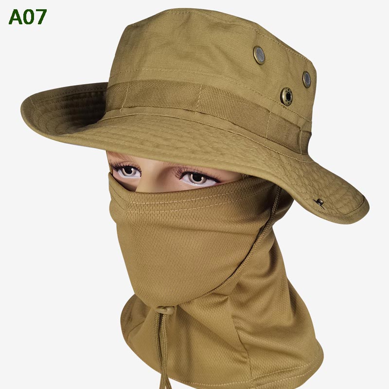 🔥Pălărie de pescuit și mască de camuflaj 2 în 1, cu bandă pentru gât💥-16