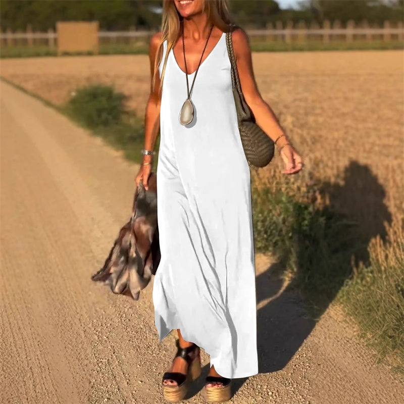 【S-4XL】Femeie Maxi Cami Rochie cu decolteu-2