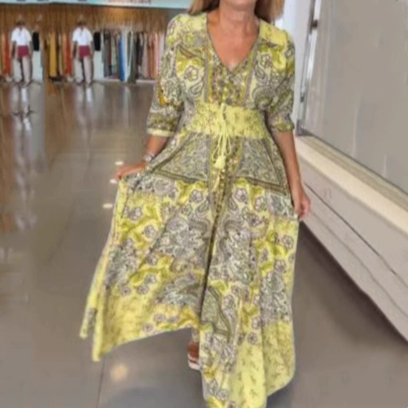🔥 Rochie lungă elegantă cu flori pentru femei-3
