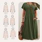 👗【S-4XL】Rochii plisate pentru femei cu mâneci scurte și buzunare-6