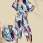 🎨👗Set elegant de rochie în două piese pentru femei, cu imprimeu acuarelă și croială înfășurată-4