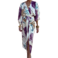 🎨👗Set elegant de rochie în două piese pentru femei, cu imprimeu acuarelă și croială înfășurată-10