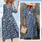 🌸 Rochie lungă elegantă pentru femei cu imprimare florală și gât în V