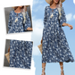 🌸 Rochie lungă elegantă pentru femei cu imprimare florală și gât în V-4