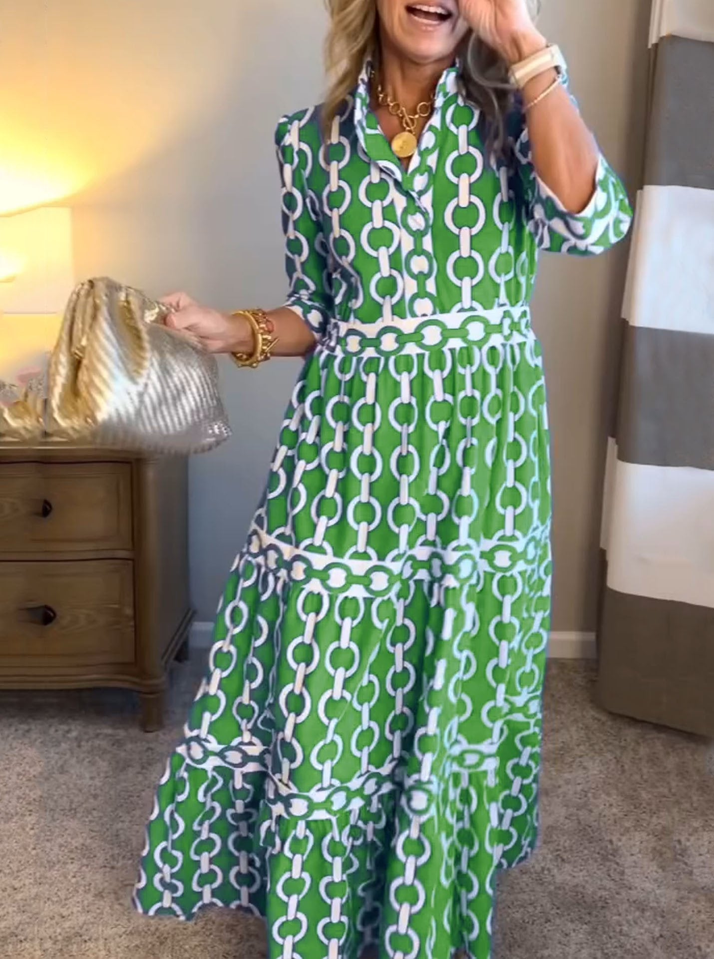 👗Produse noi! Rochie de vară cu imprimare geometrică și gât rotund⭐-1