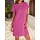 🔥 2026 Nou💞Rochie de buzunar elegantă cu gât rotund și culoare solidă