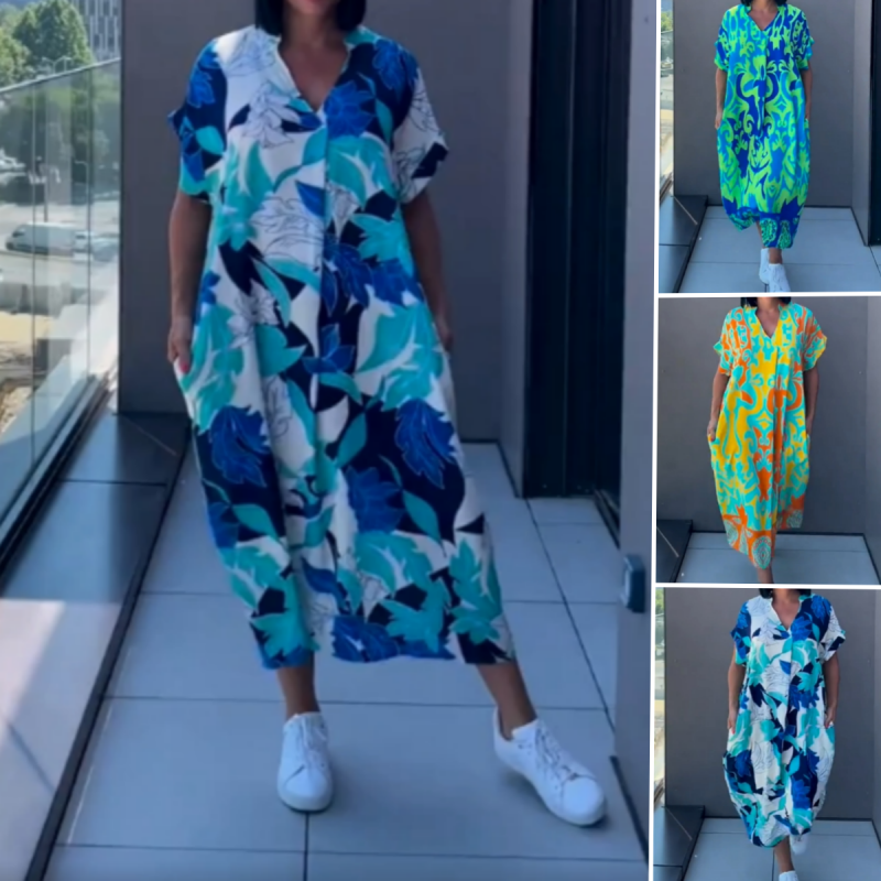 👗 Rochie Primăvară Femei cu Decolteu V 🌸 | Imprimat Floral Elegant