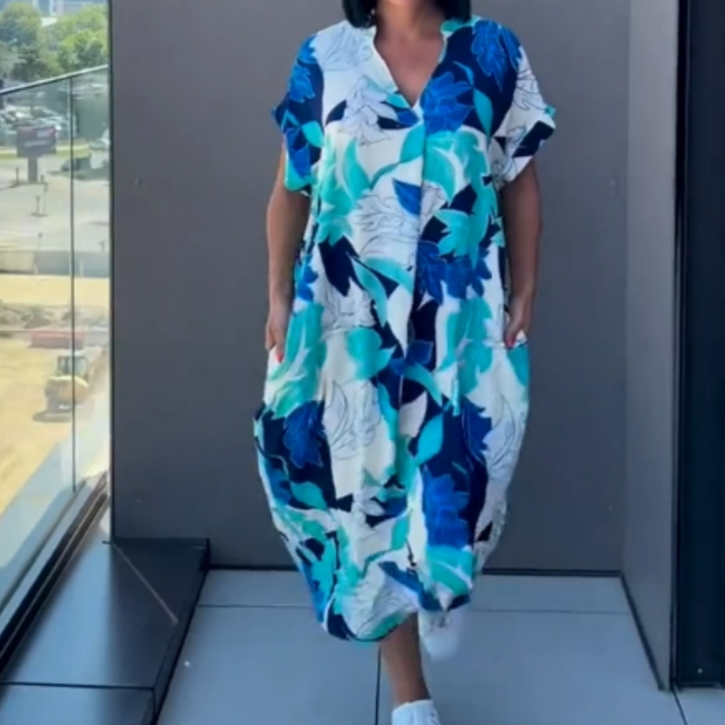👗 Rochie Primăvară Femei cu Decolteu V 🌸 | Imprimat Floral Elegant-3