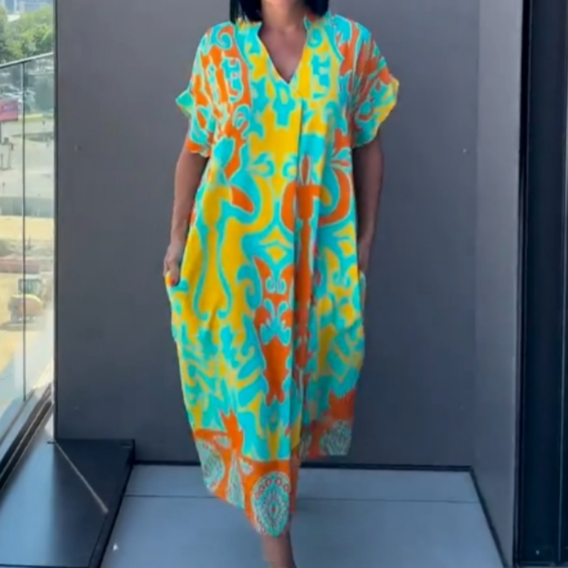 👗 Rochie Primăvară Femei cu Decolteu V 🌸 | Imprimat Floral Elegant-6