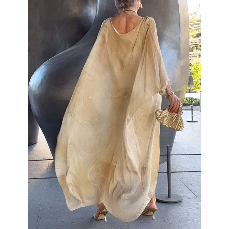 🔥 REDUCERE SPECIALĂ! 🔥 Rochie elegantă din șifon cu imprimeu marmorat-8