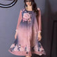 【S-4XL】🌺Femei florale imprimare rotund gât Mesh maneca rochie-6