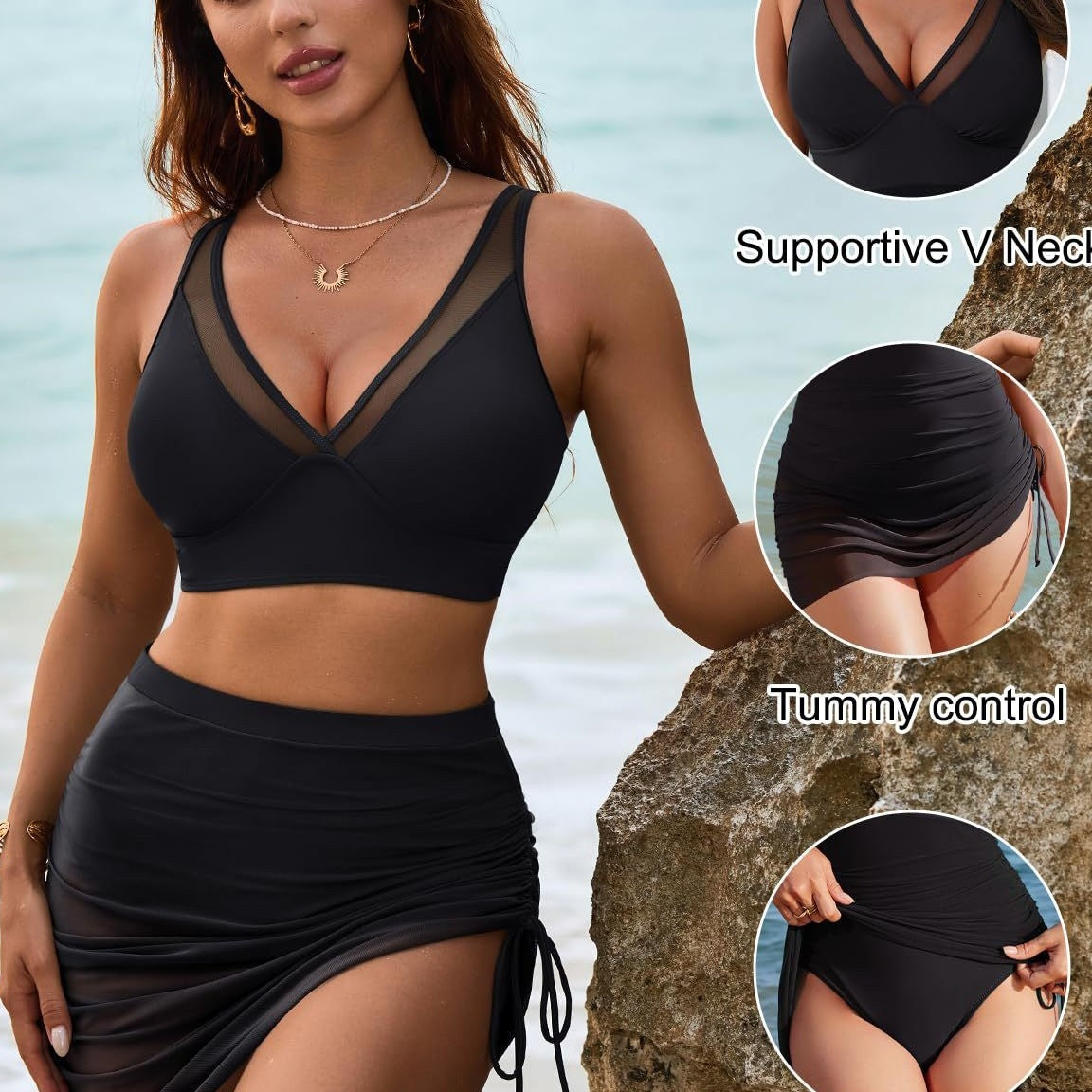 👙2025 Costume de baie Set bikini cu talie înaltă-4