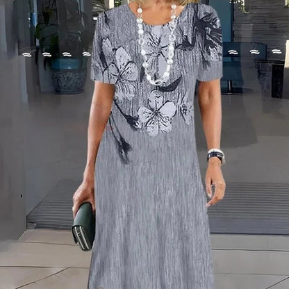 🌷Rochie de gât rotund imprimată casual pentru femei