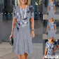 🌷Rochie de gât rotund imprimată casual pentru femei