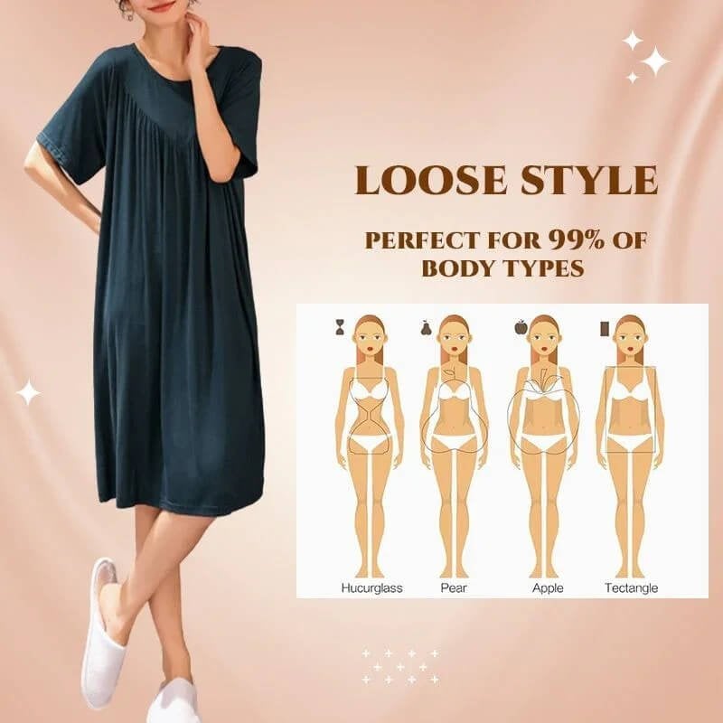 Pijama largă super moale și confortabilă cu mâneci scurte-3