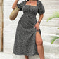 👗【L-4XL】Rochii pentru dimensiuni mari🌸Rochie cu mânecă scurtă cu imprimeu floral-2