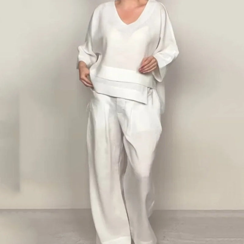💃 Bumbac cu mânecă scurtă Set casual din două piese-2