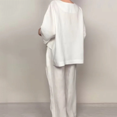 💃 Bumbac cu mânecă scurtă Set casual din două piese-6