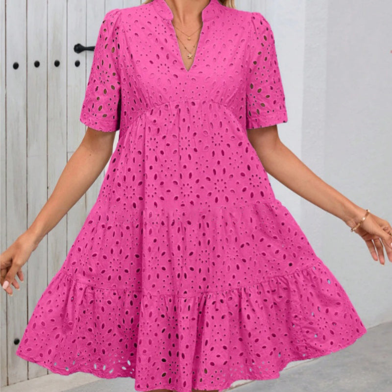 💃 Rochie din dantelă cu decolteu în V și linie A-1