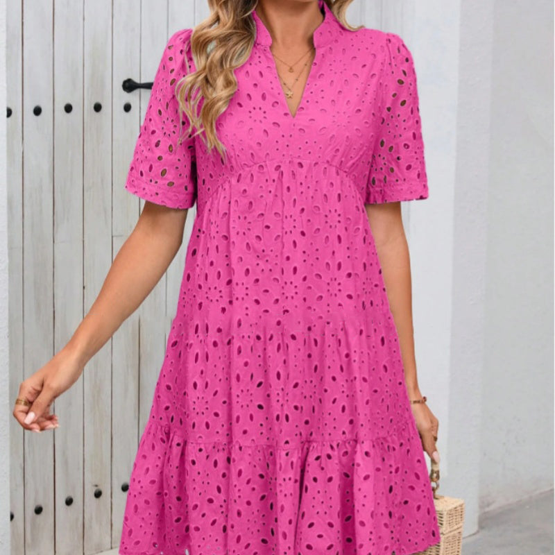 💃 Rochie din dantelă cu decolteu în V și linie A-4