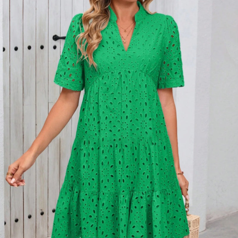 💃 Rochie din dantelă cu decolteu în V și linie A-6