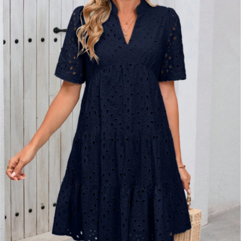 💃 Rochie din dantelă cu decolteu în V și linie A-7