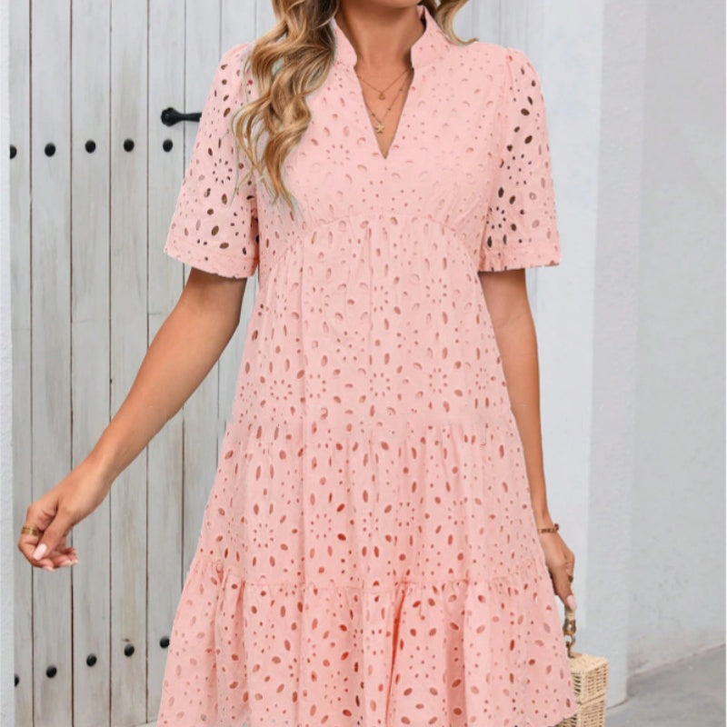 💃 Rochie din dantelă cu decolteu în V și linie A-5
