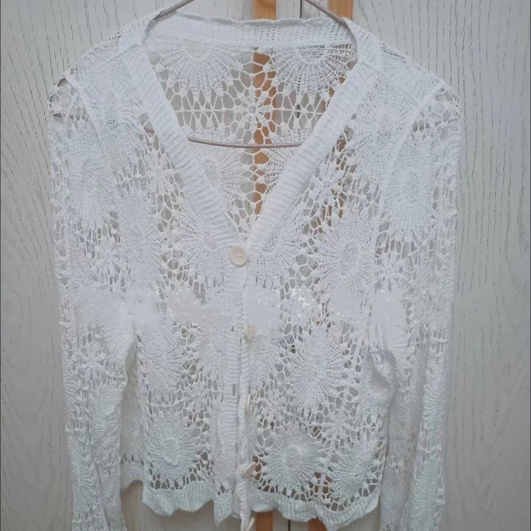 🌸Top cu mânecă lungă, dantelă, gât în V, pentru femei-4
