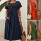 👗【S-4XL】Rochii plisate pentru femei cu mâneci scurte și buzunare-1
