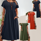👗【S-4XL】Rochii plisate pentru femei cu mâneci scurte și buzunare-8
