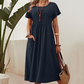 👗【S-4XL】Rochii plisate pentru femei cu mâneci scurte și buzunare-4