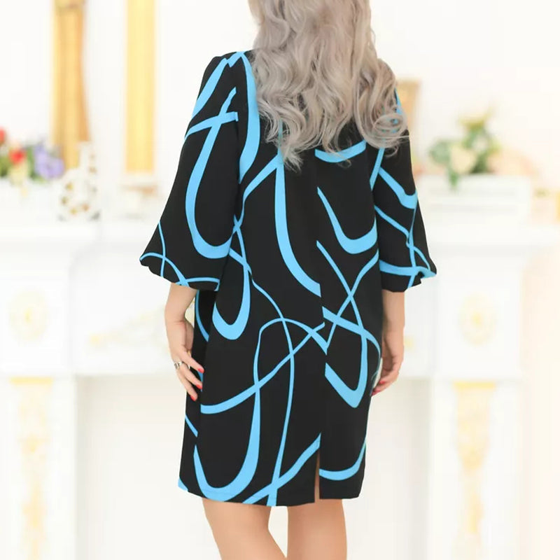 【S-4XL】🌺Rochie imprimată cu mânecă șapte sferturi și gât rotund-3